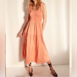 Aritzia Wilfred women’s small alba midi dress smock tiered prairiecore western